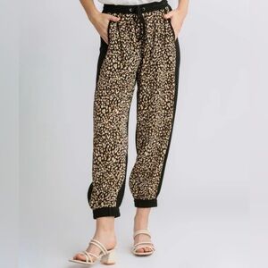 Linen Leopard Print Joggers